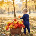 thumbnail image 6 of PMU 3Pcs Artificial Maple Leaves Branches, 12.5in Fake Fall Leaves for Thanksgiving Table Centerpieces Decoration 7 leaves in branch, 6 of 12