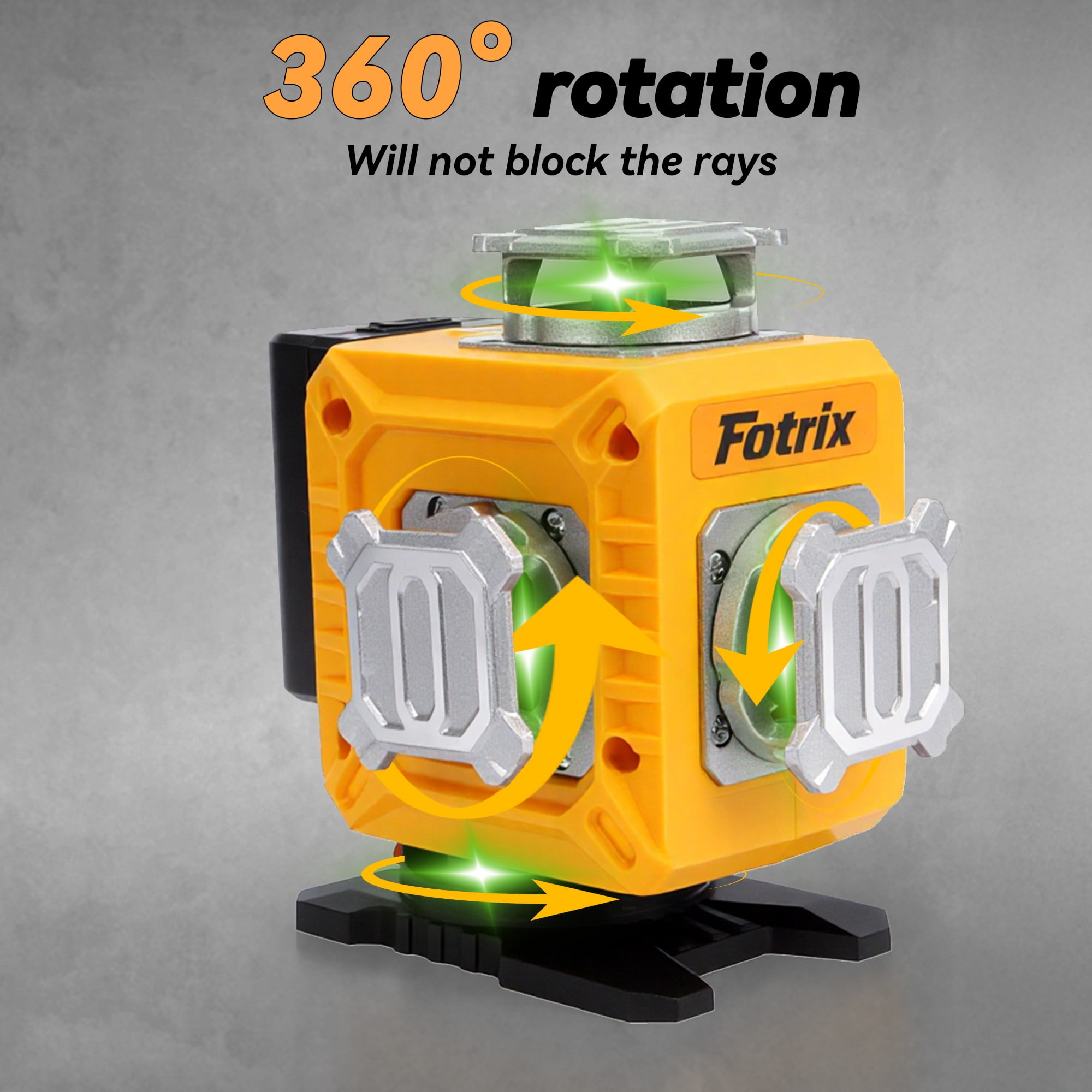 Fotirx Professional grade 16-wire 4D green laser level, 4 x 360° Green Laser Coverage, Bright Green Laser with High Accuracy, Self-Leveling & Pulse Mode, Dual 2000mAh Rechargeable Batteries