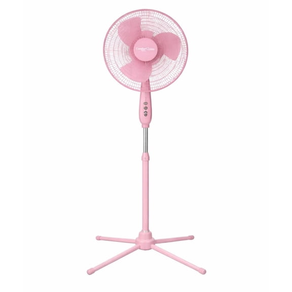 Comfort Zone 16 in. 3-Speed Adjustable-Height Pedestal Fan, Pink