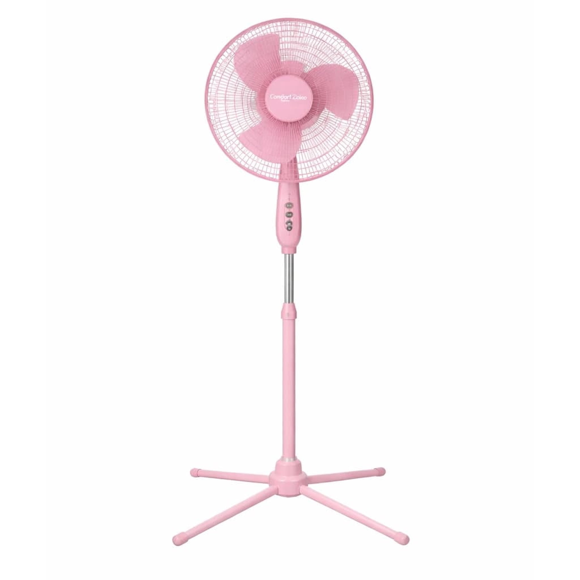 Comfort Zone 16 in. 3-Speed Adjustable-Height Pedestal Fan, Pink