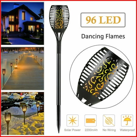 - 96 LED 3-Lighting Modes Solar Torch Light Dancing Flickering Flame Lamp 2 Pack