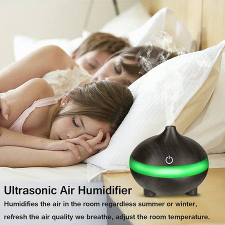 Brown Mist - 300ML Essential Oil Diffusers, Wood Grain Cool Mist Aromatherapy Humidifier Ultrasonic Air Cleaner Freshener Purifier Atomizer for Office Spa Baby Room Bedroom Fitness Room