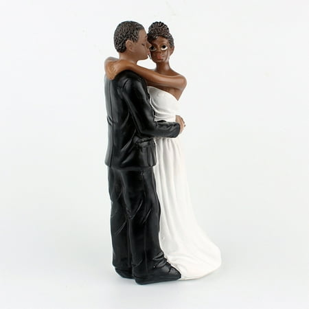 African American Wedding Bride And Groom Cake Topper Figurine Resin