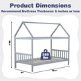 thumbnail image 4 of SESSLIFE House Bed with Fence, Wood House Bed, Floor Bed Frame, Twin Canopy Bed for Bedroom, No Box Spring Needed (Gray), 4 of 9