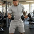 thumbnail image 3 of GINGTTO Men’s Light Grey Sportswear Set, Breathable Shorts & Comfy Tee - Ultra Soft Athletic 2-Piece for Men, Ideal for Jogging, Travel & Everyday Errands, 3 of 6