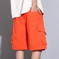 thumbnail image 4 of Cargo Shorts for Men 9 Pack Plus Size Cargo Shorts for Men, Fashion Elastic Waist Casual Shorts with Multi Pocket, Loose Hiking Sports Short Pants Orange L, 4 of 5