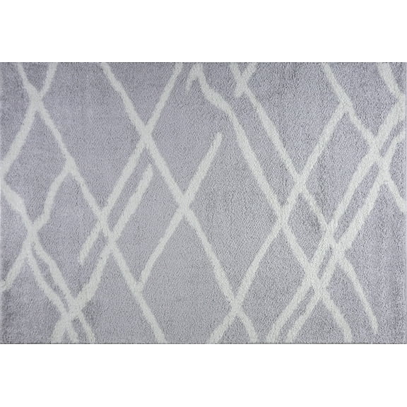 Ladole Rugs Shaggy Tangier Turkish Smooth Soft Made by Machine Indoor Small Runner Rug in Light Gray White, 3x5 (2'7" x 4'11", 80cm x 150cm)