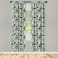 thumbnail image 3 of Ambesonne Tropical Curtains, Palm Banana Monstera Art, Pair of 28"x84", Hunter Green and Pale Grey, 3 of 5