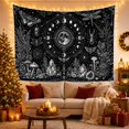 thumbnail image 3 of Moon Surrounded by Insects and Mushrooms, Mysterious Illustration for Nature Lovers, Dark Celestial Botanical Decor, Halloween Gift, Tapestry Wall Hanging for Bedroom and Living Room, 3 of 7