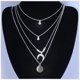 thumbnail image 2 of Colgante Collar de la personalidad de las mujeres del disco de la capa de la moda de la luna Collares Colgantes, 2 of 7