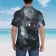 thumbnail image 4 of Balery Forest Black Ghost Warrior Camisas hawaianas de manga corta para hombre, camisas playeras de corte holgado, camisas de vacaciones con botones,Large, 4 of 7
