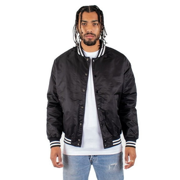 Shaka Wear Drop Ship Men's Varsity Bomber Jacket L Black