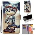 thumbnail image 2 of For Samsung A42 Case 5G , Mantto PU Leather Phone Case With Hand Rope Strap Cute Painted Flip Card Wallet Slots Case,Kickstand Phone Skin For Samsung Galaxy A42 5G, Cat, 2 of 8