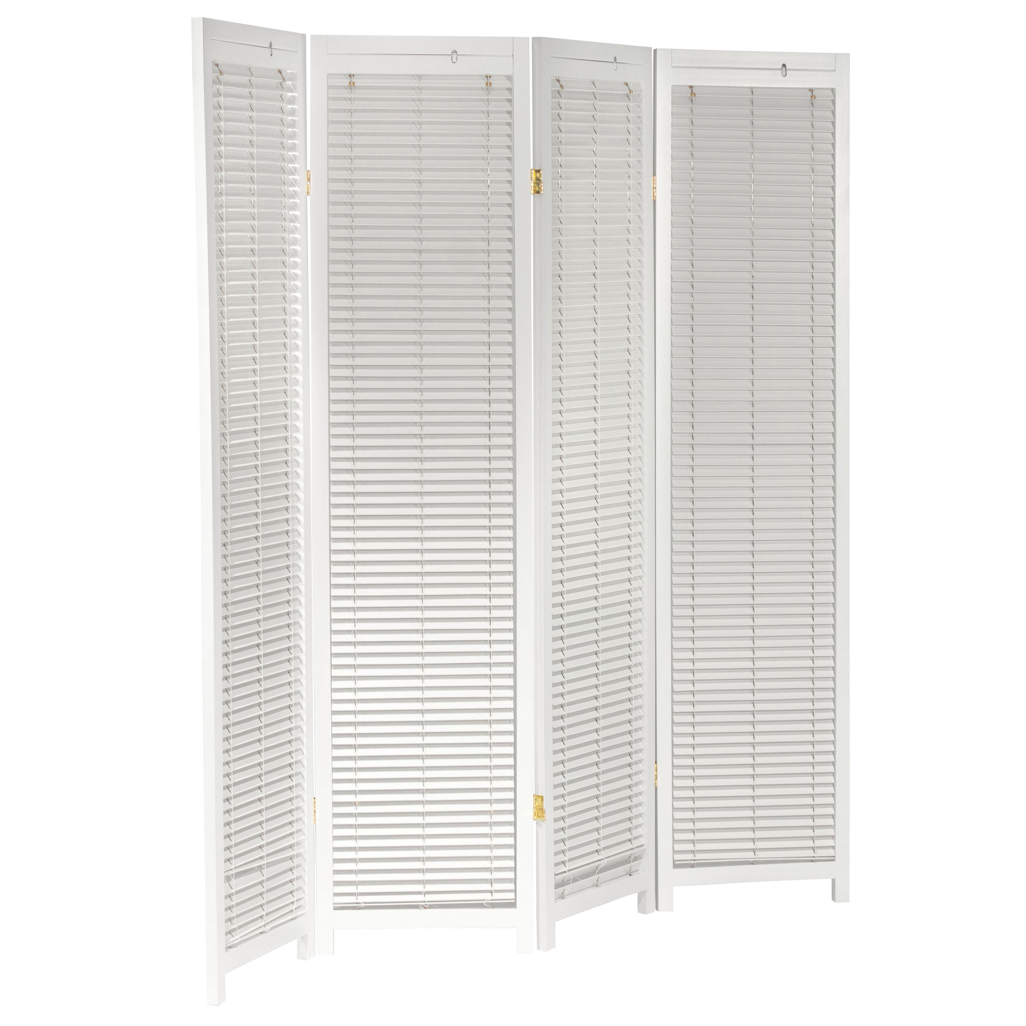Red Lantern 6 ft. Tall White Shutter Room Divider - 4 Panel Freestanding