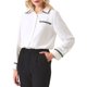 thumbnail image 1 of INSPIRAR CHIC Blusa de Oficina de Manga Larga con Cuello y Botones para Mujeres con Ribete de Tweed XL Blanca, 1 of 5