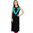 thumbnail image 1 of Bimba Femme Noir Sans Manches Kurti Kurta Tunique d'Été Décontractée Blouse de Jour, 1 of 7