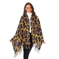 thumbnail image 3 of FORMRS Womens Scarf Winter Soft Long Big Warm Shawls Wrap Tassel Scarves, Purple Leopard Pattern, 3 of 9
