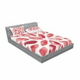 thumbnail image 3 of Ambesonne Floral Fitted Sheet & Pillow Sham Set, Nature Beauty Blossom, Twinxl, Ruby Red, 3 of 3