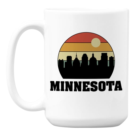 Vintage Minnesota State Skyline White Ceramic Coffee & Tea Mug Cup (15oz)