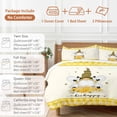 thumbnail image 6 of Queen 4 Piece Bedding Set Farm Honeybee Gnome Soft Breathable Duvet Cover and Pillowcase,Daisy Flower Yellow Buffalo Plaid Duvet Cover Set Washable Bed Sheets for Bedroom Dormitory Guest Room, 6 of 9