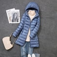 thumbnail image 2 of Women Ultra Lightweight Packable Long Puffer Jacket 2023  Autumn Winter Warm Hat Detachable Hooded Female Coat Parka 5XL 7XL, 2 of 7