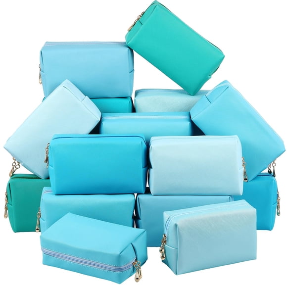 Bolsas de maquillaje Kigeli de piel sintética para cosméticos, impermeables, 15 unidades