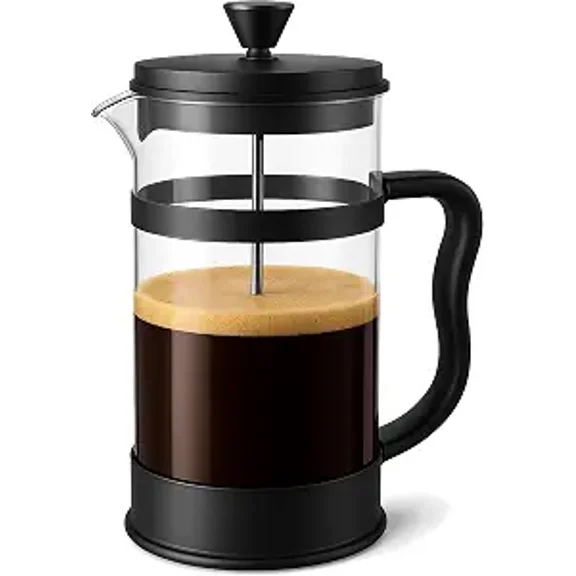 Utopia Kitchen Borosilicate Glass French Press Coffee Maker 34 Oz, Heat-Resistant Cafetiere & Tea Maker, Thickened Glass Coffee Press for Travel and Camping, Black