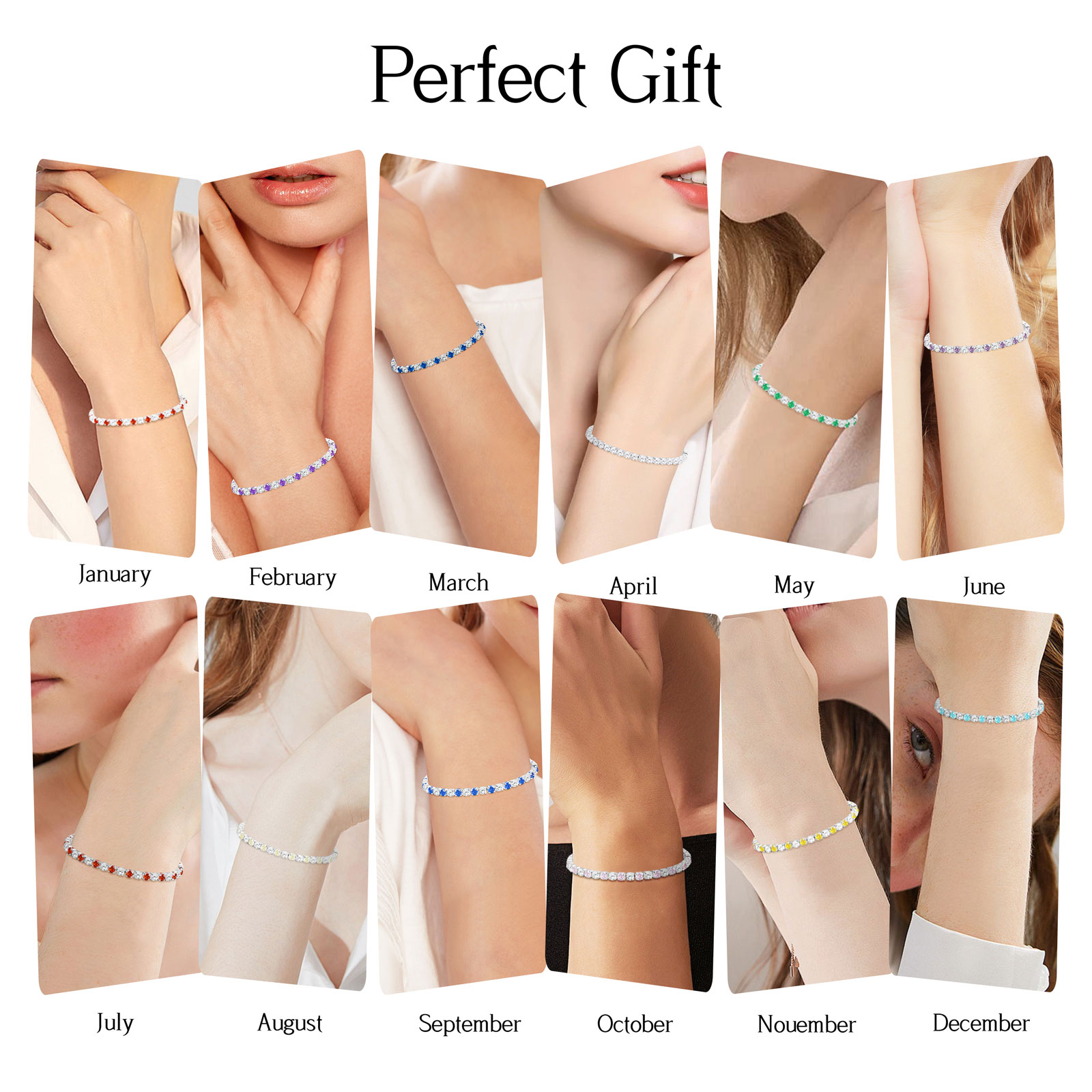 APSVO 925 Silver Plated Tennis Bracelet, April Birthstone photo 2