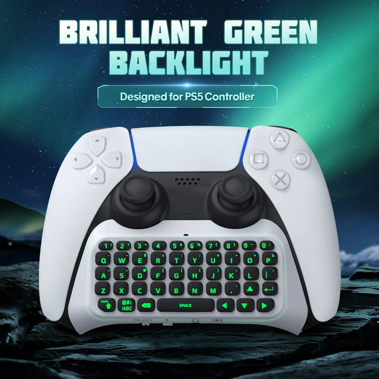 TiMOVO Wireless Controller Keyboard for PS5, Bluetooth Green Backlight Mini  Game Keypad Chatpad Built-in Speaker and 3.5mm Audio Jack for Playstation 5  Messaging and Gaming Live Chat, White 