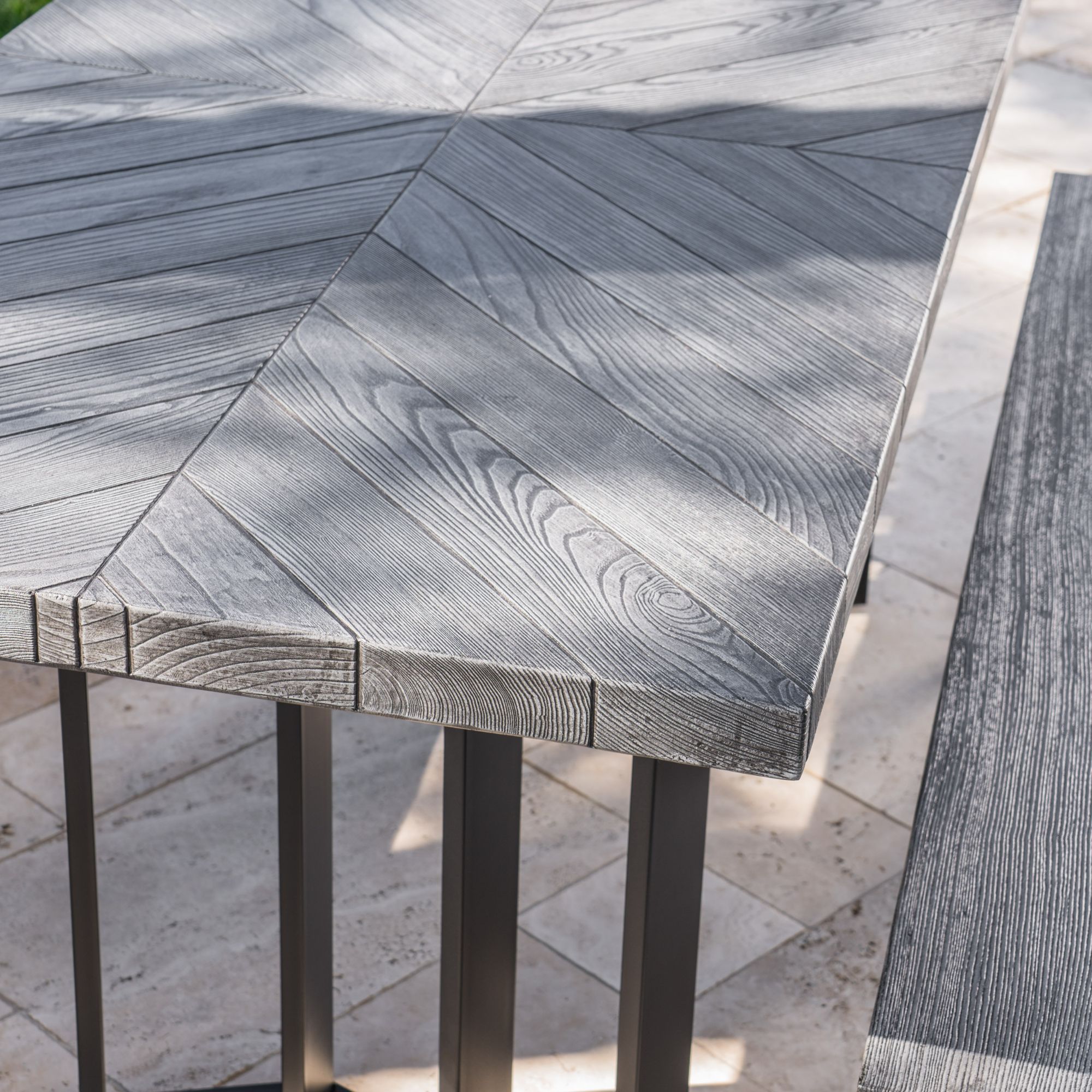 Noble House Zander 6 Piece Concrete Top Patio Dining Set in Textured Gray - image 5 of 8