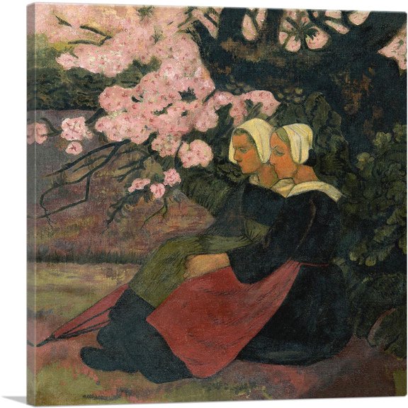 ARTCANVAS Two Breton Women Under Apple Tree In Flower 1892 Canvas Art Print by Paul Serusier - Size: 18" x 18" (0.75" Deep)