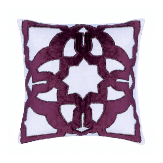 Cushion Covers For Chairs, Decorative Purple 16"x16" (40x40 cm) Pillow Covers, Linen Applique, Greek Throw Pillow Covers, Abstract Pattern Modern Style - Hera