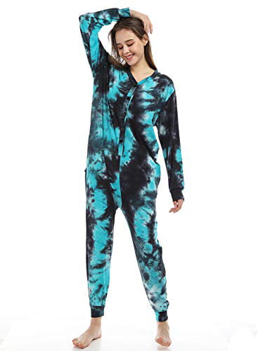 Lifeye Adult Jumpsuit Pajamas Hoodie Homewear Romper Sleepwear Tie Dye Costume for Women Men 