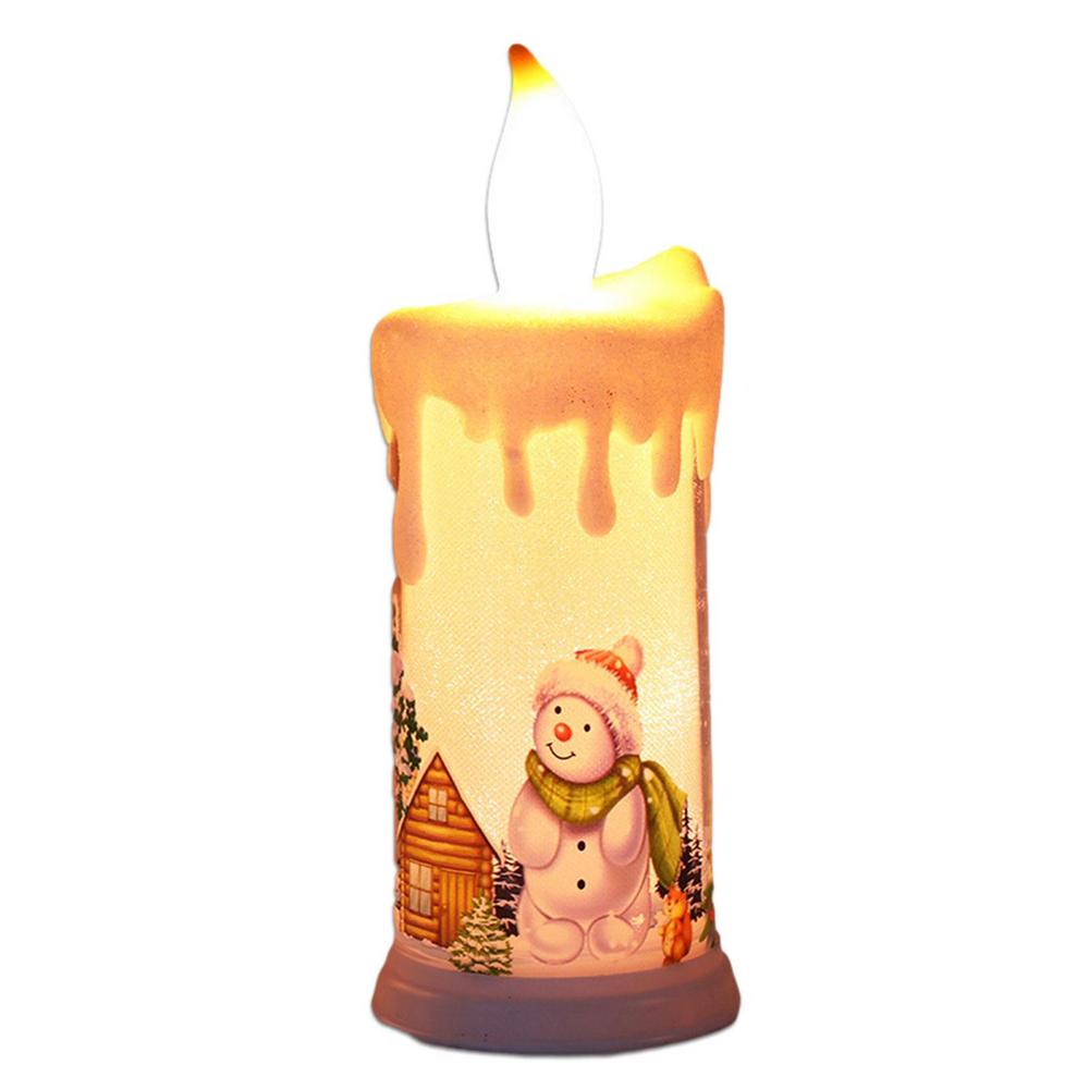 Ksruee Flameless Christmas Candles Snowman Flameless Candles LED Pillar