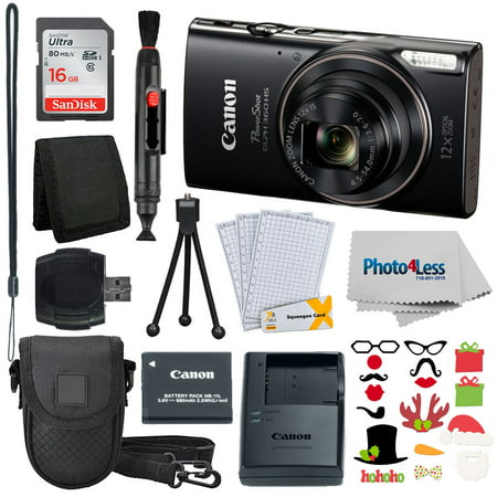 Canon PowerShot ELPH 360 HS Black + 16GB Great Value Holiday Accessory (Best Value 360 Camera)
