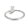 thumbnail image 3 of 925 Sterling Silver Oxidized Platinum Plated Plain Cat Women Valentines Day Gifts Ring, 3 of 4