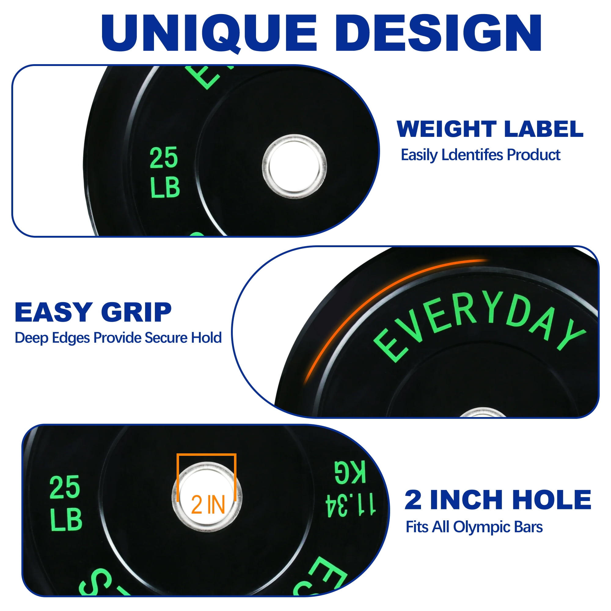BalanceFrom Olympic Bumper Plate Weight Plate, 25 lbs Pair Black
