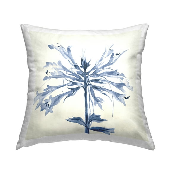 Stupell Industries Modern Blue Abstract Flower Square Decorative Printed Throw Pillow, 18 x 18