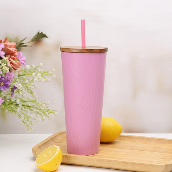Mainstays Pink Recycled Plastic Swirl Sipper Tumbler 32 Ounce, 1pc