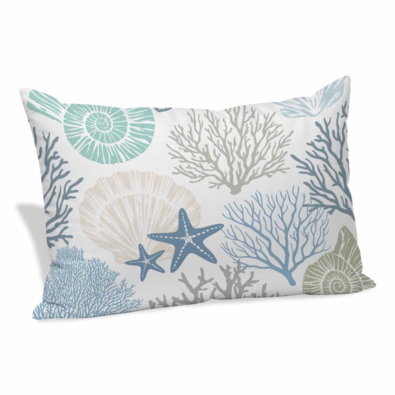 Coastal Pillow Covers 16"x24", Summer Beach Nautical Coral Starfish Soft Brushed Microfiber Breathable Throw Pillow Covers, Decorative Pillowcase with Zipper for Couch Sofa Bedroom Living Room