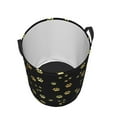 thumbnail image 3 of PAYOHTO Foldable Laundry Room Hamper Bucket Waterproof Bathroom Basket for College Student Living Room Storage Pillows Blankets Gold Paw Print, 3 of 8