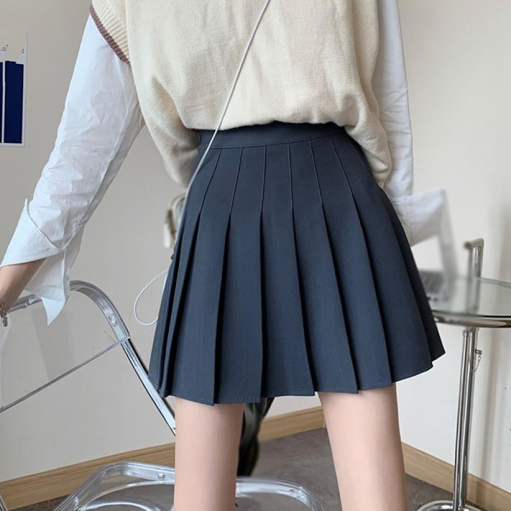 2018 High Waist Womens Pleated Mini Short Skirt Korean School College Midi  A Line Skirts For Girls Black Pink Navy White From Tangonel, $8.94 |  DHgate.Com