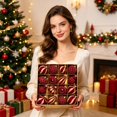 thumbnail image 5 of Christmas Party Decorations, Decorative Hanging Ornaments, Burgundy Party Decorations, Gold Party Decorations, 16Pc Glitter Accent Flocked Christmas Ball Ornaments, 3 Inch, 5 of 5
