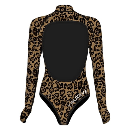 Trudive Leopard Women s Openback Long Sleeve Cheeky Bikini Cut Wetsuit