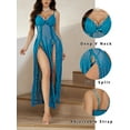 thumbnail image 2 of Sexyfree Lingerie for Women Side Split Chemise Sexy Nightdress Deep V Neck Nightwear Long Nightgown, 2 of 3