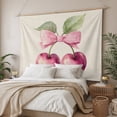 thumbnail image 3 of Cherry Fruit Small Tapestry for Bedroom Wall Hanging Tapestry,Spring Botanicals Bow Idyllic Country Leaf Ceiling Backdrop Tapestries Poster Blanket Wall Decor for Teens Room Living Room 23" x 28", 3 of 8