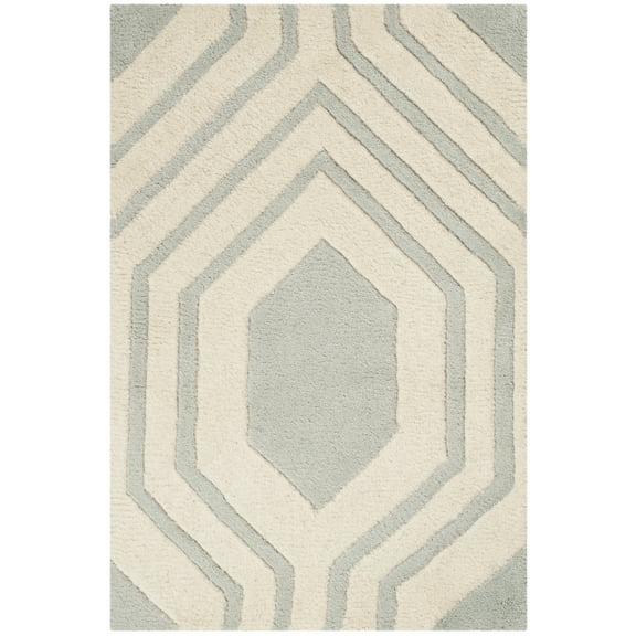 SAFAVIEH Chatham Zeke Geometric Wool Area Rug, Gray/Ivory, 2' x 3'