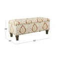 thumbnail image 3 of HomePop Large Storage Bench with Nailhead Trim, 42"W x 18"D x 18"H, Orange/Cream Medallion Print, 3 of 12