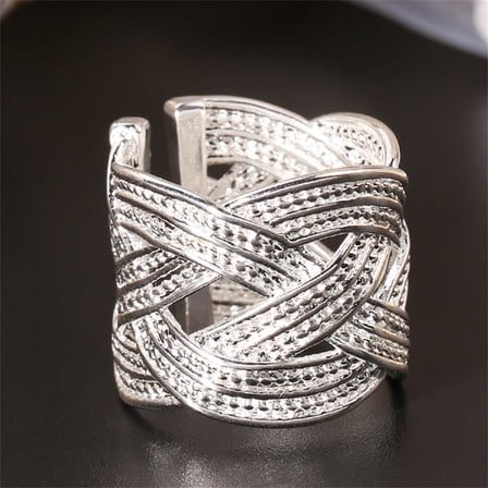 Women 925 Sterling Silver Claw Ring Woven Mesh Style Jewelry Gift US 8