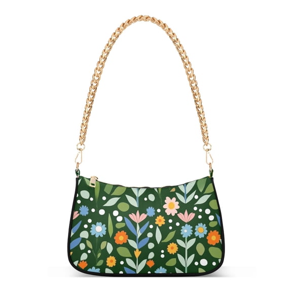 FORMRS Womens Shoulder Bag with Chain Strap Clutch Purse Cute Tote Handbag, Flourish Flowers Pattern